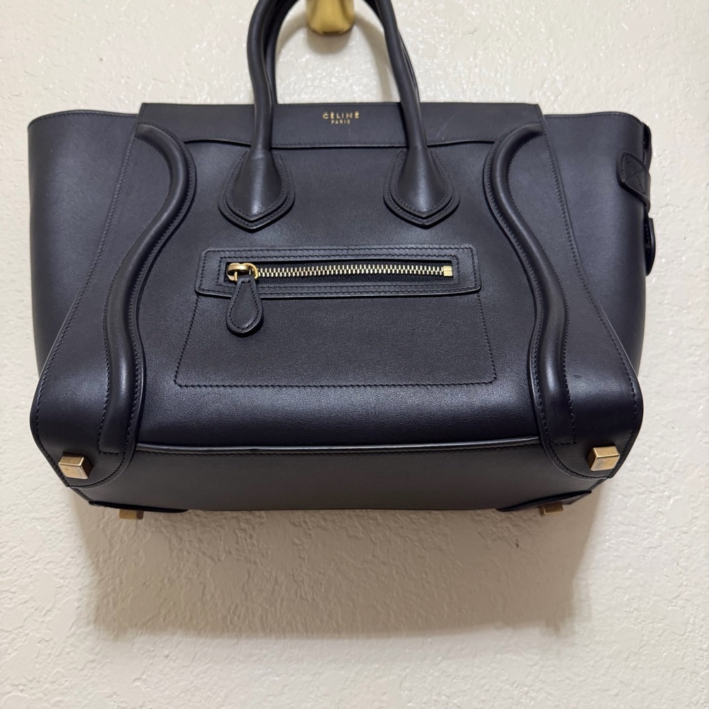 Auth Celine black Calfskin Micro Luggage Tote bag - Picture 10 of 14